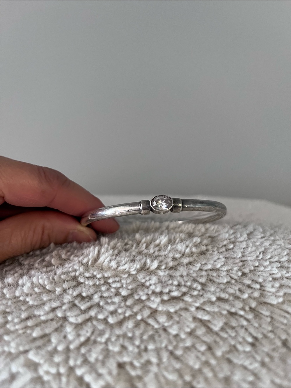 Sterling and White Topaz bangle bracelet - Picture 3 of 4